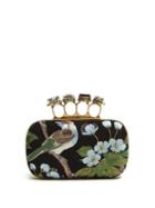 Matchesfashion.com Alexander Mcqueen - Knuckle Bird Embroidered Clutch - Womens - Black Multi