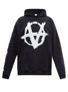 Mens Rtw Vetements - Anarchy-print Cotton-blend Hooded Sweatshirt - Mens - Black