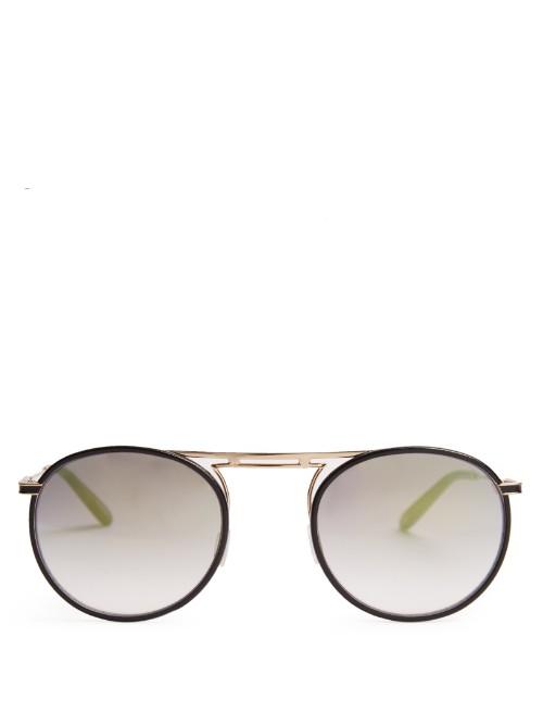 Garrett Leight Cordova Leather Round-frame Sunglasses