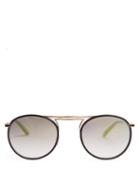 Garrett Leight Cordova Leather Round-frame Sunglasses