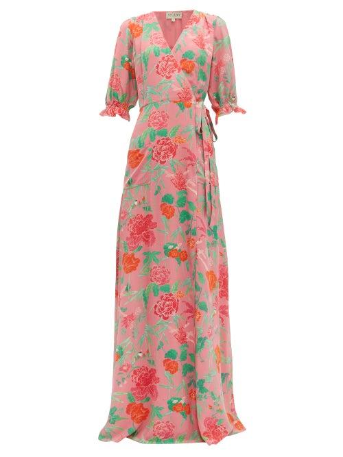 Matchesfashion.com Beulah - Alisha Floral Print Silk Wrap Dress - Womens - Pink Multi