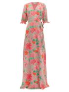Matchesfashion.com Beulah - Alisha Floral Print Silk Wrap Dress - Womens - Pink Multi