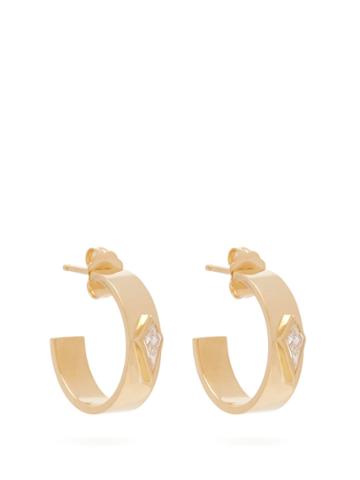 Azlee Kite 18kt Gold & Diamond Hoop Earrings