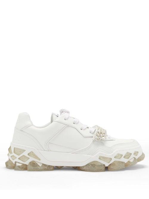 Matchesfashion.com Jimmy Choo - Diamond X Crystal-strap Leather Trainers - Womens - White