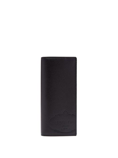 Matchesfashion.com Prada - Savoy Logo Saffiano Leather Bi Fold Wallet - Mens - Black