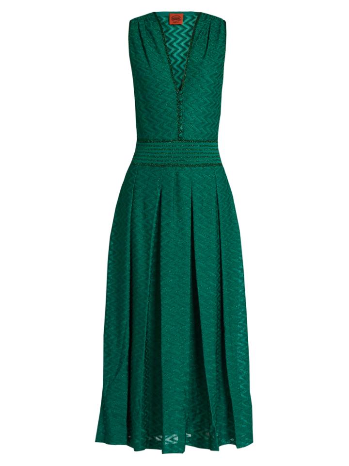 Missoni Deep V-neck Sleeveless Zigzag-knit Gown