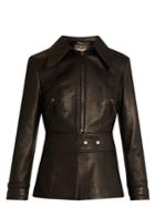 Roberto Cavalli Point-collar Leather Jacket