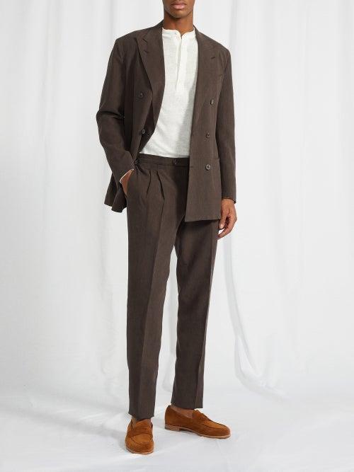 Thom Sweeney - Pleated Twill Suit Trousers - Mens - Brown