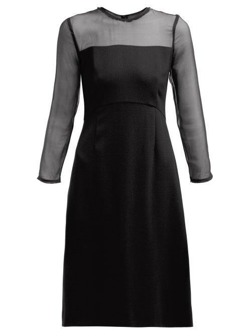 Matchesfashion.com Goat - Flavia Wool And Silk Organza Midi Dress - Womens - Navy