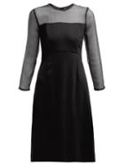 Matchesfashion.com Goat - Flavia Wool And Silk Organza Midi Dress - Womens - Navy