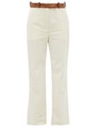 Matchesfashion.com Hillier Bartley - Snake-effect Belted Cotton-corduroy Trousers - Womens - Cream
