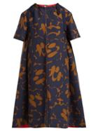 Matchesfashion.com Marni - Floral Print Cotton Dress - Womens - Brown Multi