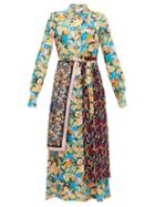 Matchesfashion.com M Missoni - Scarf-panel Floral-print Crepe Shirt Dress - Womens - Multi