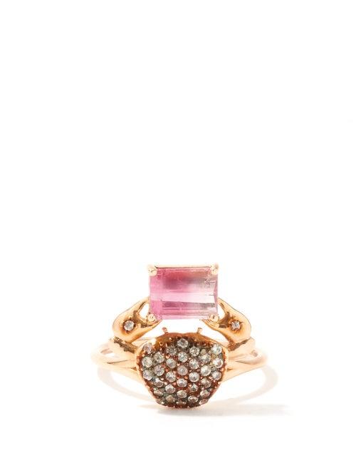 Matchesfashion.com Daniela Villegas - Cosquilleo Tourmaline, Sapphire & 18kt Gold Ring - Womens - Rose Gold