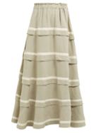 Matchesfashion.com White Story - Bliss Tiered Linen Maxi Skirt - Womens - Beige