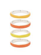 Fry Powers - Set Of Four Sunshine Sterling-silver Rings - Womens - Yellow Multi