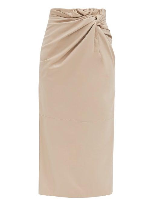 Matchesfashion.com 16arlington - Moriyo Knot-waist Leather Pencil Skirt - Womens - Light Beige