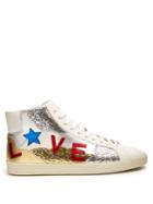 Saint Laurent Court Classic Glitter And Leather Trainers