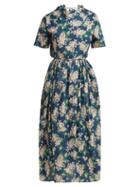 Matchesfashion.com Horror Vacui - Fiorina Floral Print Cotton Dress - Womens - Navy Multi