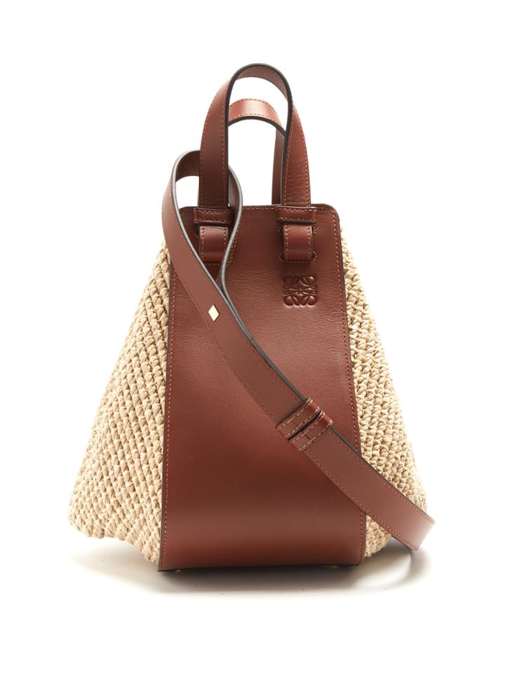 Loewe Hammock Small Raffia And Leather Tote