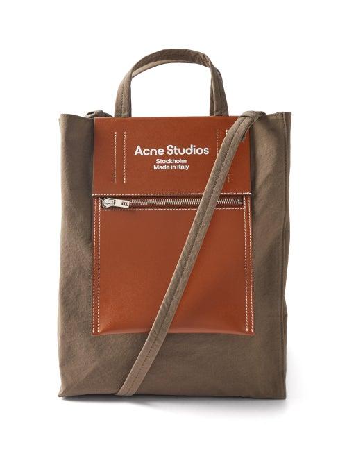 Acne Studios - Baker Out Canvas And Leather Tote Bag - Womens - Brown Multi