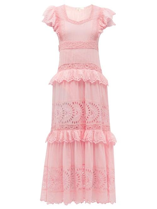 Matchesfashion.com Loveshackfancy - Rinny Tiered Cotton Maxi Dress - Womens - Light Pink