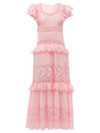 Matchesfashion.com Loveshackfancy - Rinny Tiered Cotton Maxi Dress - Womens - Light Pink