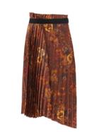 Matchesfashion.com Balenciaga - Floral-print Pleated-jersey Midi Skirt - Womens - Brown Print