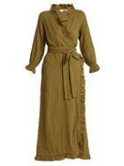 Matchesfashion.com Rhode Resort - Jagger Ruffle Trimmed Cotton Dress - Womens - Khaki