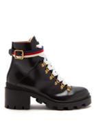 Matchesfashion.com Gucci - Trip Leather Boots - Womens - Black