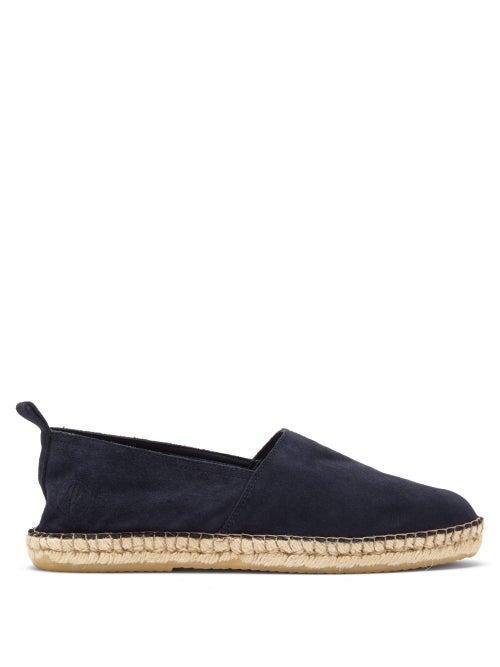 Matchesfashion.com Frescobol Carioca - Logo-embossed Suede Espadrilles - Mens - Navy