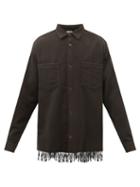 Ymc - Ryder Fringed Flannel Shirt - Mens - Brown