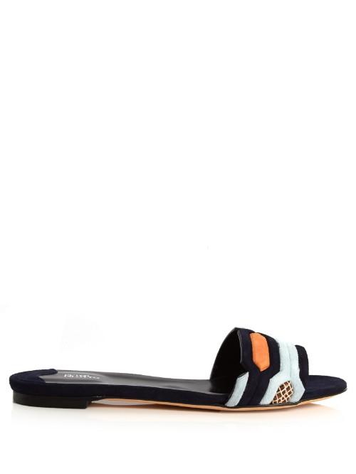 Peter Pilotto Geometric Suede Flat Sandals