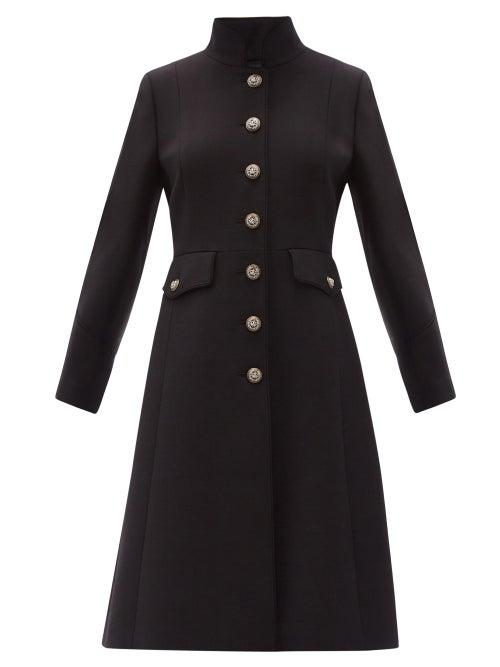 Matchesfashion.com Dolce & Gabbana - Logo-button Single-breasted Wool-blend Coat - Womens - Black