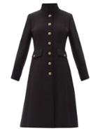 Matchesfashion.com Dolce & Gabbana - Logo-button Single-breasted Wool-blend Coat - Womens - Black