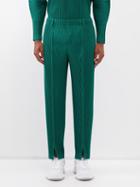 Homme Pliss Issey Miyake - Technical-pleated Trousers - Mens - Green
