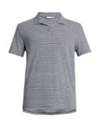 Onia Shaun Striped Linen-blend Polo Shirt