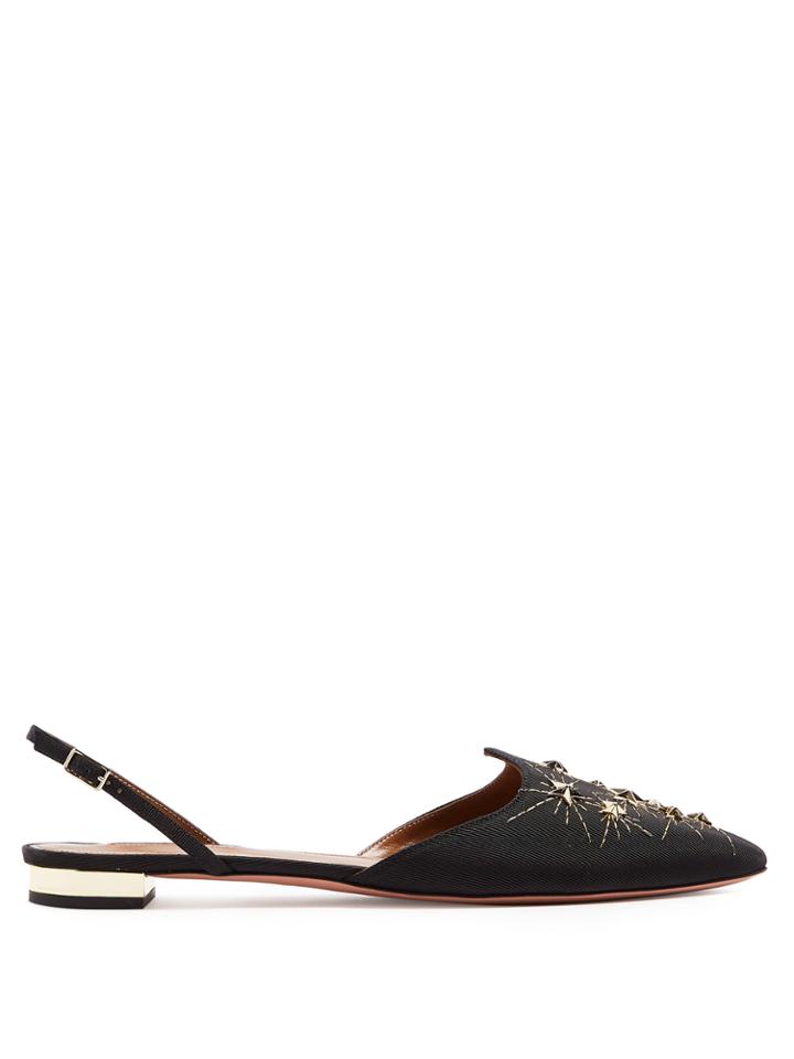 Aquazzura Nairobi Slingback Pointed-toe Faille Flats