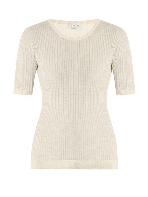 Matchesfashion.com Lemaire - Ribbed Knit Wool Sweater - Womens - Cream
