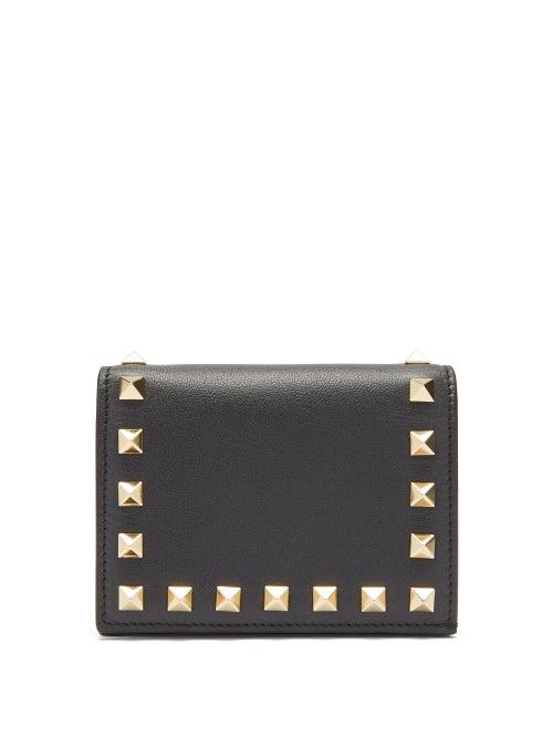 Ladies Accessories Valentino Garavani - Rockstud Leather Bi-fold Wallet - Womens - Black