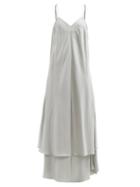 Matchesfashion.com Mm6 Maison Margiela - Tiered-hem Twill Trapeze Dress - Womens - Light Grey