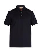 Matchesfashion.com Burberry - Multicoloured Button Cotton Piqu Polo Shirt - Mens - Navy