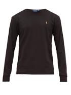 Matchesfashion.com Polo Ralph Lauren - Logo Embroidered Cotton Long Sleeved T Shirt - Mens - Black