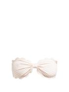 Matchesfashion.com Marysia - Antibes Scallop Edge Gingham Bandeau Bikini Top - Womens - Light Pink