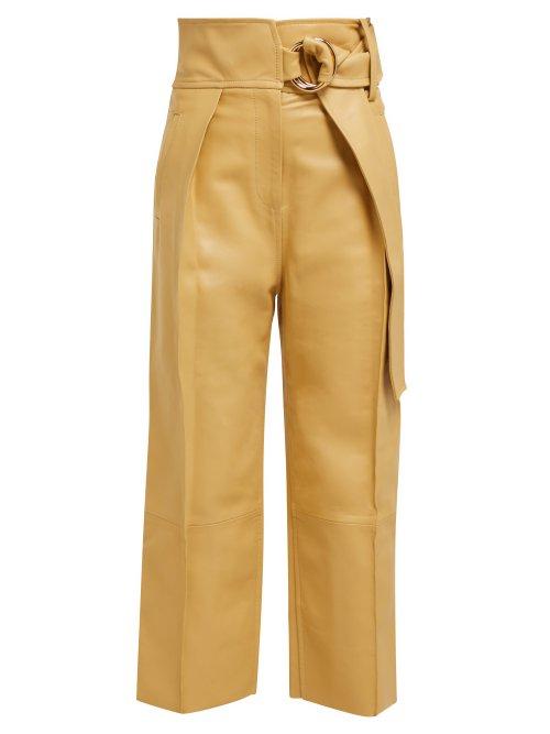 Matchesfashion.com Petar Petrov - Haena High Rise Leather Trousers - Womens - Beige