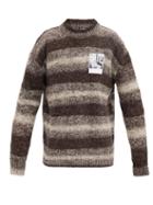 Matchesfashion.com Raf Simons - Polaroid-appliqu Striped Oversized Sweater - Mens - Brown