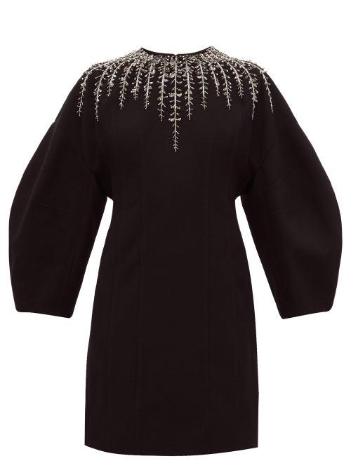 Matchesfashion.com Givenchy - Foliage Embellished Crepe Dress - Womens - Black
