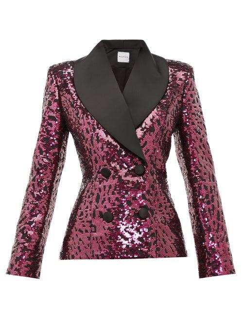 Matchesfashion.com Halpern - Shawl-lapel Double-breasted Sequined Jacket - Womens - Fuchsia