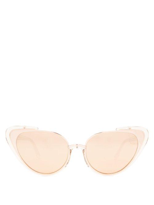 Matchesfashion.com Linda Farrow - Cat Eye Metallic Sunglasses - Womens - Rose Gold