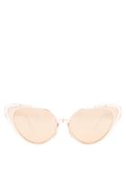 Matchesfashion.com Linda Farrow - Cat Eye Metallic Sunglasses - Womens - Rose Gold
